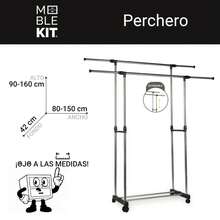 Ecommerc3 MOBLEKIT | Free-Standing And Expandable Clothes Racks In Metal And Wood, Clothing With Adjustable Options, With Wheels Or Shelves, Organizers For Bedroom, Entryway And Home - Rak Pakaian Ganda 80-150x42x90-160 Cm - View 3