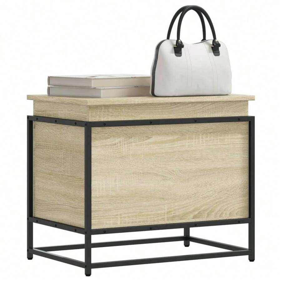 Boîte de rangement vidaXL avec couvercle Sonoma 60x40x51,5 cm Matériau à base de bois - Tabac - Voir 1