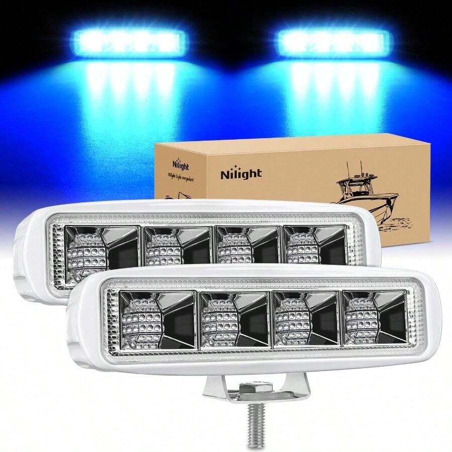ASDNilight - Barra de luz LED ámbar de 6 pulgadas 2 unidades de 18 W niebla de conducción de una sola luces todoterreno luces de marcha atrás para camiones SUV ATV UTV carrito de golf - Luces azules de la 72W - Ver 1