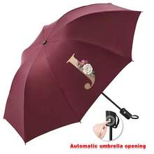 8 Ribs Automatic Umbrella Black Glue Three Fold Anti UV Rain Sun Umbrella Initials A To Z Lettern Pattern 1-2 People Fashion UV Protection,Rain And Sun Umbrella, Automatic Sunshade Portable Windproof Automatic Open Close Compact Foldable Umbrella Windproof Waterproof Lightweight ﻿
