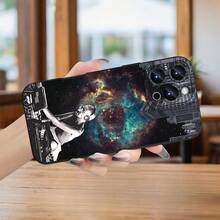 DJ Operator Figure Design,  Creative Angel Eye TPU Phone Case For Men And Women, Comfortable Grip, Shockproof And Anti-Fouling Soft TPU Protective Cover For Apple  Series Up To  17/17 Pro/17 Air/17 Pro Max,  Antifouling Cover - 黑色 - 查看 4