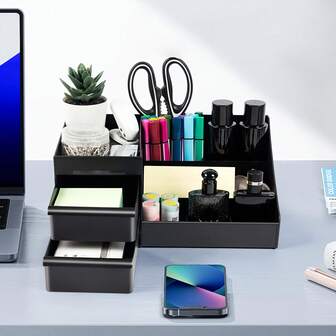 Adjustable Plastic Countertop Storage Box, Multi-Compartment Organizer - Modern Vanity Organizer For Perfumes, Skincare, Toiletries. Space-Saving Vanity Organizer For Bathroom, Bedroom. Ideal Gift For Men, Cosmetic Display Rack, Durable, Easy Assembly, Perfume Holder, Home Storage Solution