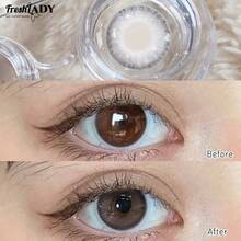 FRESH LADY Kính áp tròng Freshlady 1 cặp 14.00mm, màu nâu/xám/xanh tự nhiên, mềm mại và thoải mái, phù hợp cho trang điểm mắt và sử dụng hàng ngày. - 0 - Xem 5