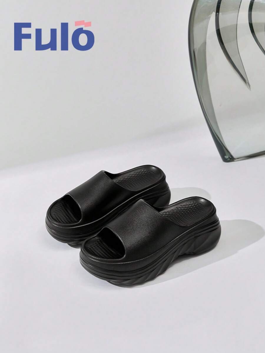 Fulo Lightweight EVA Thick Bottom Slides For Women Casual Indoor ...