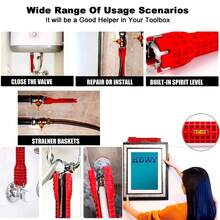 1pc 8-In-1 Multifunctional Kitchen Faucet Sink Wrench, Plumbing Drain Bathtub Nut Remover Tool For Tight Space Installation And Repair - Red - View 7