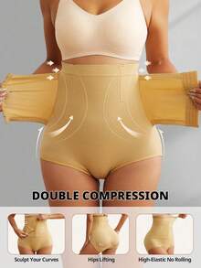 SEXYEYE 2PC Women Seamless High Waist Waist Cincher Panty Briefs Strong Compression Faja Shaperwear Tummy Control Body Shaper Belly Shaping Butt Lifting Underwear - Mơ đen - Xem 7