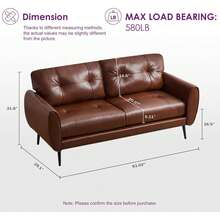 2026 New Version 61" Chestnut Brown Mid Century Modern Tufted Faux Leather Loveseat 2 Seat Sofa Couch For Small Spaces Living Room Office Bedroom - màu nâu - Xem 4