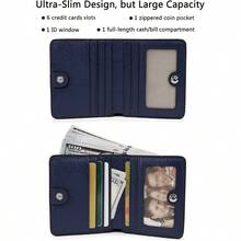 Cartera pequea de cuero para mujer, titular de tarjetas de crdito con bloqueo RFID para mujer, azul, azul marino Navy Blue Rfid Blocking, Talla unica - azul, azul marino (bloqueo RFID azul marino) - Ver 2