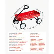 Pull-Along Wagon For Kids, 39 Inch Toddler Wagons, Supports Up To 176 Lbs, All-Terrain Wagons With Handle, Utility Wagon Cart Birthday Present For Kids Gardening Beach Camping, Red - Red - View 7