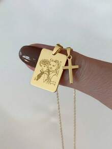Dây chuyền khắc ảnh cá nhân, khắc ảnh theo yêu cầu, dây chuyền thép không gỉ 18k, mặt dây chuyền chân dung vàng, trang sức gia đình/thú cưng cá nhân hóa, vàng, cổ điển, unisex, giản dị, dễ thương, tùy chỉnh, độc đáo, dành cho kỷ niệm, tiệc tùng, đồ dùng học tập, tựu trường, lớp học, quà tặng giáo viên, đại học, đồng nghiệp, ký túc xá, trang sức cho nữ, quà tặng bạn gái - Nhiều màu - Xem 15
