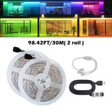 3535 RGB LED灯带 - App控制，USB供电，自带背胶，安装简便，适用于卧室、客厅、家庭影院、游戏室和节日派对装饰 - 多色光 - 查看 17
