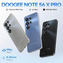 DOOGEE Note 56 X PRO Android 16 解鎖手機-32GB+128GB/TF 2TB 智慧型手機，6150mAh 電池，6.56" 螢幕，13MP 相機，4G 雙卡手機，8.45mm 超薄/Gemini AI/3.5mm 耳機孔/GPS/NFC/BT5.0 - Ice Blue - 查看 3