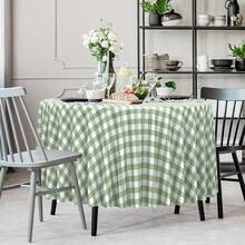 6 Pcs Sage Green Gingham Tablecloth Decorations, Disposable Round Green Checkered Tablecloth Buffalo Plaid Table Cover For Ba By Shower Bridal Wedding Birthday Party Supplies,84x84 Inch,SageGreen-Round - 鼠尾草綠-圓形 - 查看 6