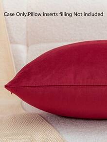 Juego de 4 fundas de cojín de unicolor suave y moderno, aptas para la piel, para el hogar, dormitorio, cabecera, sala de estar y sofá, sin relleno - Rojo - Ver 5