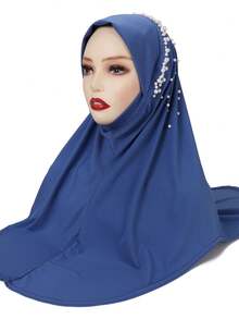 Hijab instantané avec perles, foulard musulman à la mode pour le printemps/été, pratique pour le port quotidien et les célébrations - Multicolore - Voir 17