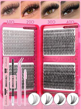 640PCS Individual Lash Clusters Bundle, High Volume 10D-100D 10-16mm Mixed DIY Eyelash Clusters, Extra Thick, Natural Look And Ultra Soft, Super Lightweight Reusable Eyelash Extension Kit, Suit For Daily Life, Travel, Weddings, Appointments, Parties, Music Festivals And Christmas