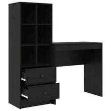 Larryhot Scrivania con cassetto 2 pcs Rovere Nero,Robusto e durevole, facile da montare, la scelta ideale per l'arredamento della casa - nero - Visualizzare 7