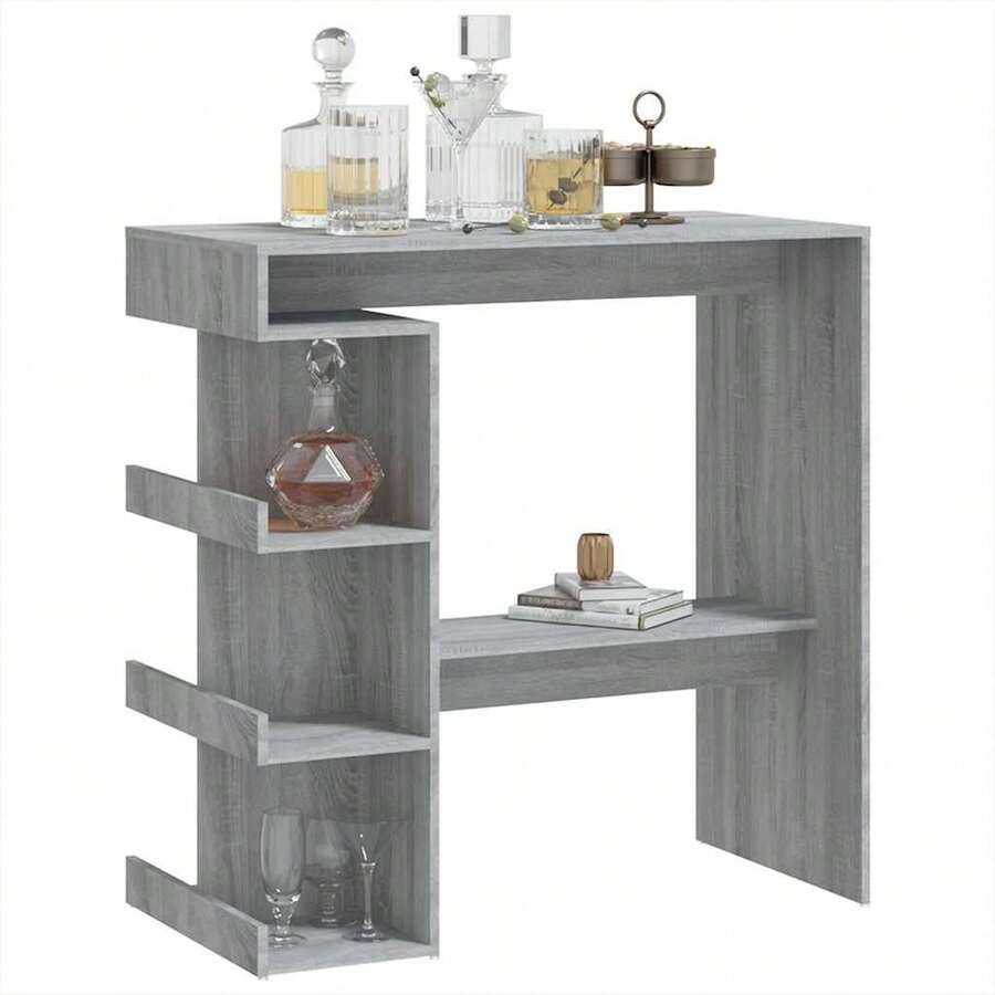 Tavolino da bar vidaXL con ripiano, grigio Sonoma, 100x50x101,5 cm - Grigio - Visualizzare 1