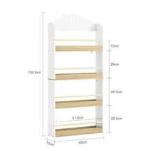 SoBuy Children's Bookshelf, Kids' Shelf, Toy Storage Shelf With 4 Shelves For Books And Decorations, Montessori Shelf, Children's Room Furniture, White And Natural, 60x130.5x15 Cm KMB121-WN - White - View 3