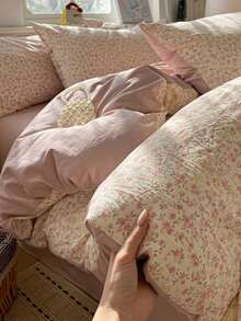 3件套100%涤纶粉色碎花被套组，2个枕套+1个被套（不含床单） - 彩色 - 查看 3