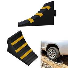 VA-Cerulean Rubber Wheel Chocks, Heavy Duty Car Wheel Stoppers, Brake Wedges For Cars, Trailers, And Motorhomes; Non-Slip Wheel Chocks, Black & Yellow, 2 Pieces - Black and Yellow - View 1