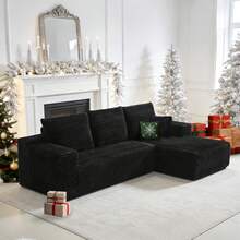 105'' Plush Cloud Sectional Couch, (Black)Boneless L Shape Couch With Deep Seat, Sectional Sofa, Living Room Sofa, No Assembly Required, Minimalist Modular Couches Sleeper For BedroomApartment Lounge,Sofa De Sala, Couch, Sofa Cama, Muebles Para Sala, Christmas Decoration, Christmas Decorations For Home, Living Room Set Furniture. - 黑色 - 查看 1