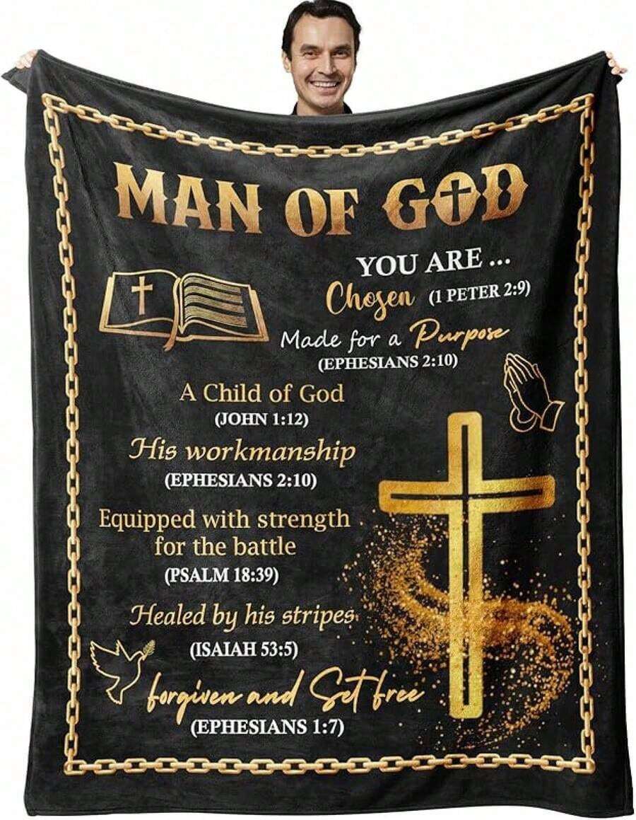 God Blanket - Christian/Religious/Inspirational/Bible/Inspirational/Spiritual/Faith Based/Catholic Gifts For Men - Mens Christian Gifts - Pastor Appreciation Gifts, Cozy Soft Flannel Blanket & Suitable For Birthday Anniversaries, Valentine's Day, Thanksgiving, Christmas, Halloween, Wedding, New Year Gifts Provide Personalized Ideal Gifts For Her, Him, Family Members, Boyfriends, Girlfriends, Fathers, Family Members, Mothers, Lovers, Daughters, Sons, Grandfathers, Grandmothers, Friends, Classmates And Pets.Sofa, Bed, Car, Bedroom, Living Room, Office, Outdoor Camping, Beach, Wall Decoration, Bedroom Decor, Halloween Blanket, Fall Decor, Fall Decorations For Home, Christmas Party Theme Blanket, Christmas Decor, Office Decoration - Mixed Colors - View 1
