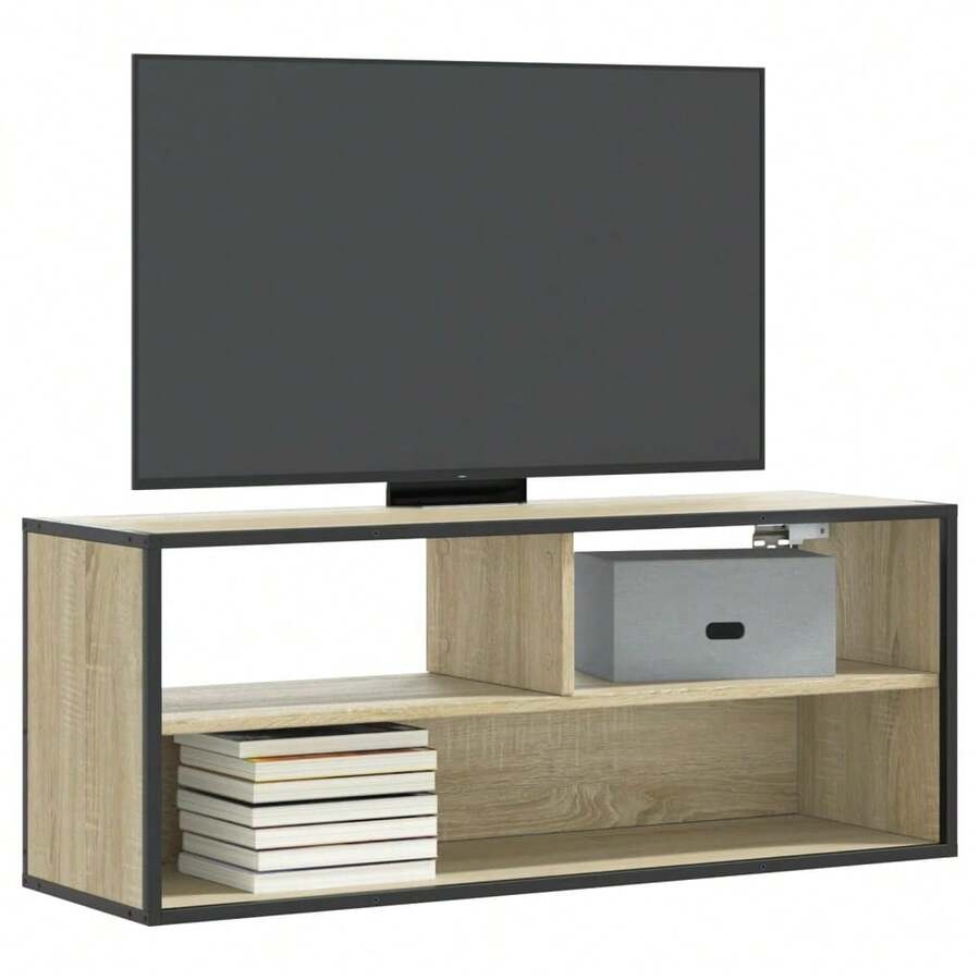 Larryhot Mobile TV Rovere Sonoma 100x31x39,5cm Legno Multistrato Metallo,Robusto e durevole, facile da montare, la scelta ideale per l'arredamento della casa - Castano - Visualizzare 1