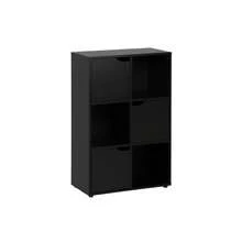 Ecommerc3 MOBLEKIT | Modular Wooden Shelves With Different Compartments And Door Options, Bookcases And Storage Furniture For Bedroom, Kitchen Or Entryway - Black - 6 Compartments + 3 Doors | 60*29*90cm - View 8