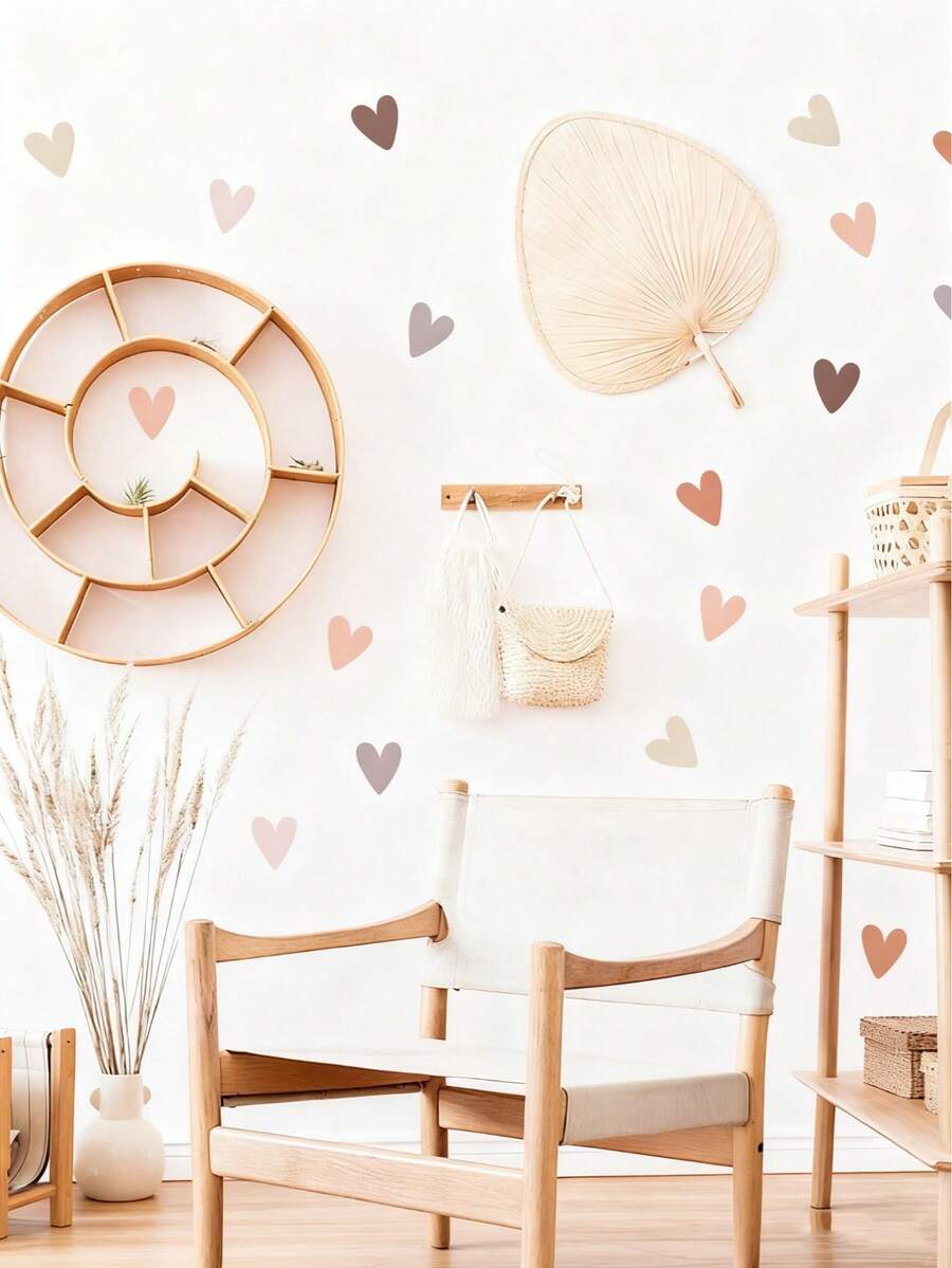 36/24/12pcs Heart-Shaped Stickers, Beautiful Baby Room Decor Self-Adhesive Wall Stickers, Suitable For Children's Room Decoration - Multicolor - View 1