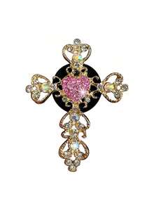 1pc Rhinestone Heart Car Air Outlet Perfume With Gold Rhinestone Cross Interior Air Conditioning Decoration - một kích cỡ - Xem 6