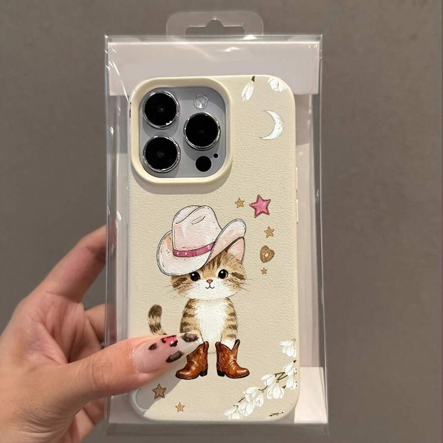 Funda de Teléfono con Textura de Cuero Sintético Compatible con iPhone 17 Air/16E/15/14/13/12/11 Pro/Promax/Plus/X/XS/XS Max, Buen Agarre, Múltiples Colores Disponibles, Protección de Borde Suave, Adecuada para Hombres y Mujeres - Blanco antiguo - Ver 1