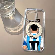 Funda de  El Rey, compatible con teléfonos ,  17,  16 Pro Max,  15 Pro Max,  13 y  12. Fabricada en TPU, ofrece protección contra golpes y caídas. Un regalo ideal para aficionados al fútbol, entusiastas del deporte, cumpleaños y festividades. Celebra tu pasión por el fútbol y por la leyenda con esta elegante funda. - transparente - Ver 1