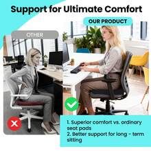 Office Chair Seat Cushion, Cooling Gel Enhanced Memory Foam Cushion For Long Sitting - Back, Sciatica, Coccyx, Tailbone Pain Relief Pillow - For Office, Gaming, Car, Wheelchair - 淺灰色 - 查看 6