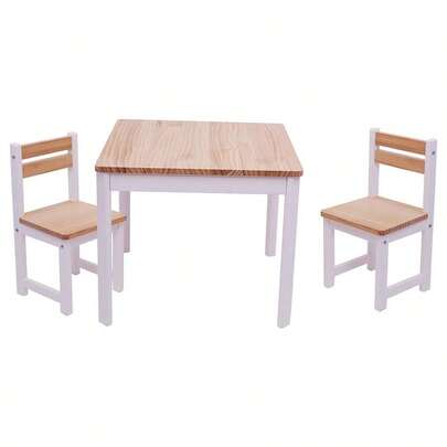 Tokk  Square 3 Piece Timber Table Amp Chair Set, White Natural