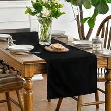 Artoid Mode Camino de mesa color marrón claro, decoración de cocina y comedor para temporada de otoño, lavable, para decoración de fiesta en el hogar, 13x72 pulgadas(13" x 72", Table Runner Negro) - Multicolor - Ver 4