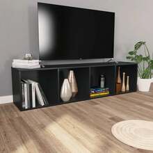 Libreria/mobile TV vidaXL nera, 36x30x143 cm, materiale a base di legno. - nero - Visualizzare 6