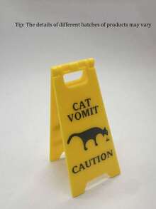 1个猫咪呕吐警示牌，趣味呕吐警示牌，4英寸可爱搞怪礼物猫狗呕吐警示装饰，3D打印新奇桌面摆件，适合家庭和办公室使用 - 彩色 - 查看 8