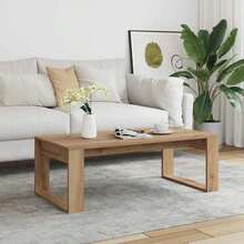 Table basse vidaXL en chêne artisanal 102 x 50 x 35 cm, matériau à base de bois - Tabac - Voir 2