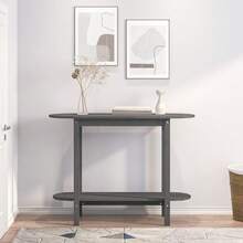 Consolle vidaXL grigia, 110x40x80 cm, in legno massello di pino. - Grigio - Visualizzare 2