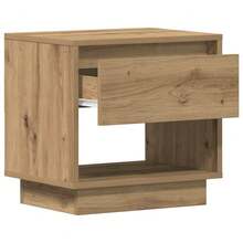 Table de chevet vidaXL, chêne massif, fabrication artisanale, 45 x 34 x 44 cm, bois d'ingénierie - Tabac - Voir 5