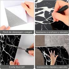 MX   10PCS Ladrillo Pantalla 60x30 cm Papel Tapiz de Ladrillo 3D Impermeable Paneles Decorativos 3D para Pared Papel Tapiz Autoadhesivo Mármol Pelar y Pegar para Cocina Dormitorio Jazz Negro - JazzNegro - Ver 7