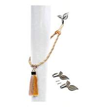 Cortinas con borlas atadas con 2 ganchos de metal, cortinas clsicas en forma de hoja, perforadas o colgadas en la pared, mltiples formas de cortinas finas y lazos gruesos para cortinas, 1 juego de 4 - Beis - Ver 2