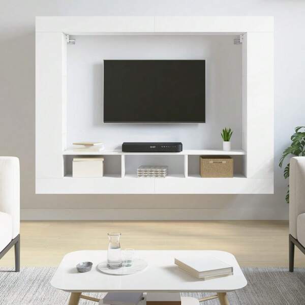 Larryhot Mueble para TV madera de ingeniería blanco 152x22x113 cm, Robusto y duradero, fácil de montar, una opción ideal para la decoración del hogar