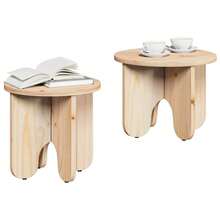 mesa de centro vidaXL, conjunto de 2 peças, cor natural, 39,5 x 39,5 x 30 cm, madeira maciça de pinho. - Castanho - Ver 1