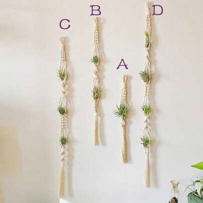 Handmade Woven Air Plant Hanging Basket, Hanging Air Plant Stand, Air Plant Display Wall Planter, Boho Style Planter, Woven Basket, Balcony Gift