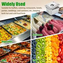 Juego De 10 Insertos Para Bufé De Acero Inoxidable Con Tapa, Bandejas Gruesas De Acero Inoxidable Para Restaurantes Comerciales, Recipientes De Comida A Vapor Para Cocinar Platos Buffet, 1/2 Pulgada, 10cm - Plateado - Ver 8
