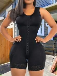 [Tummy Control Shaper] Elegant Melibelt Women's Tummy Control Shaper -Full-Body Hip Lift, Black Mesh And Spandex Blend, Semi-Transparent, Low Support, Machine Washable, Crotch Zipper-Suitable For Valentine Outfits For Women,Prom Dress,Date Night,Formal Gowns For Women Evening Elegant - 彩色 - 查看 1