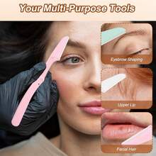 Foldable Eyebrow Trimmer And Facial Hair Remover - Multi-Functional Precision Shaving Tool, Suitable For Sensitive Skin, Unisex, With Non-Slip Stainless Steel Blades | Portable Eyebrow Trimmer, Facial Hair Razor And Contour Grooming Kit - Multicolor - View 8