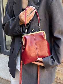 2026 New Fashion Retro PU Material Handbag, Detachable Women's Shoulder Bag With Button Closure Wallet. - Đỏ - Xem 4